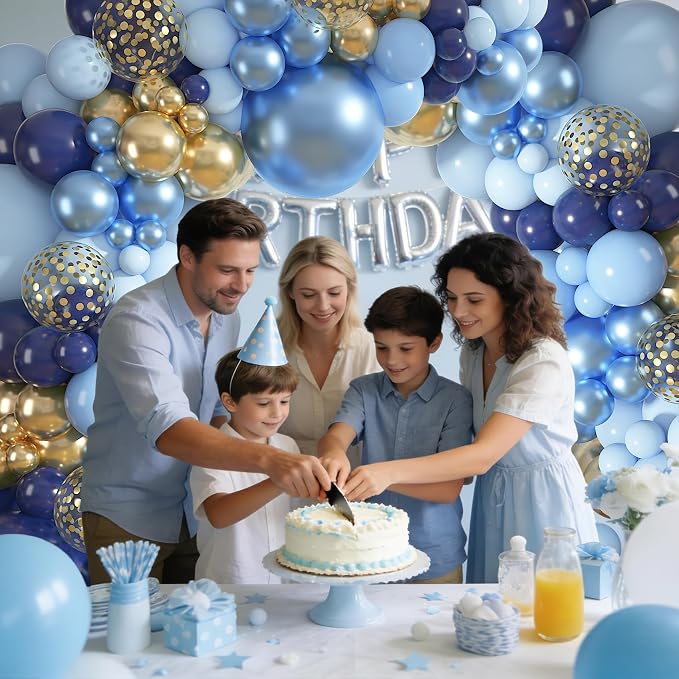 152Pcs Navy Blue Gold Balloons Garland Arch Kit Different Size | Pastel Light - Image 4