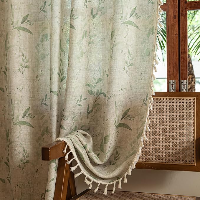ENJOYBRIDAL Floral Curtains 96 Inches Long Light Filtering Semi Sheer Drapes - Image 5