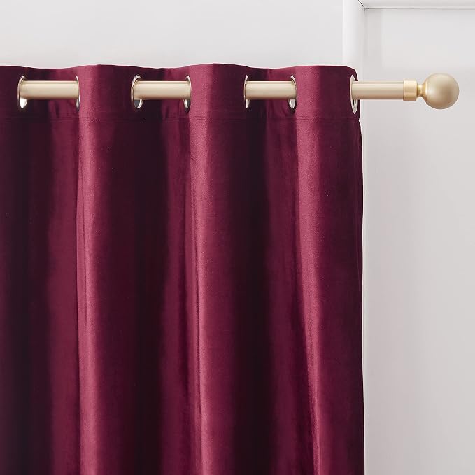Velvet Burgundy Grommet Blackout Curtains 84 inch Length - Image 2