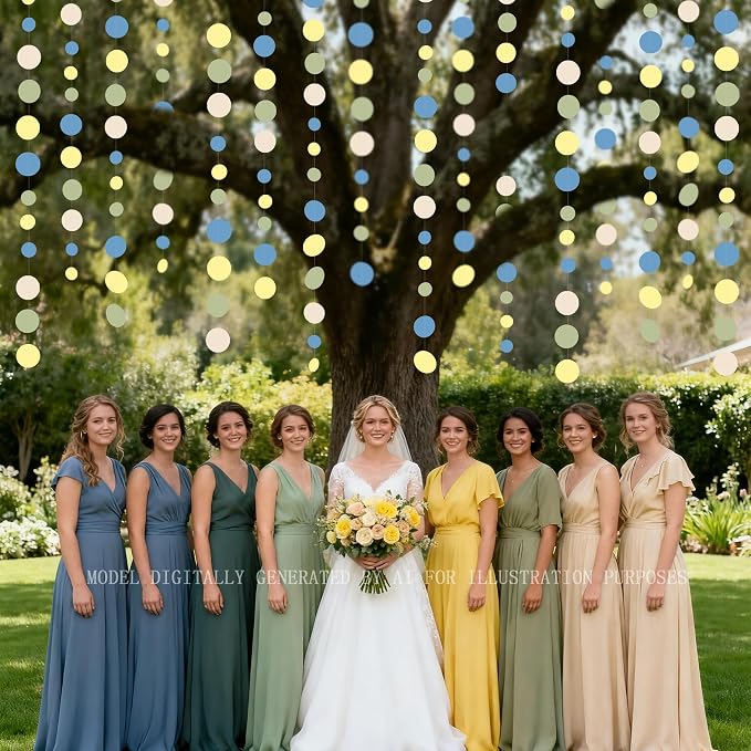 Sage Green Dusty Blue Yellow Beige Polka Dots Garlands Olive Green Macaron - Image 9
