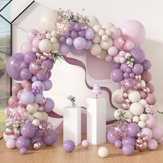 Amandir 173Pcs Dusty Purple Balloon Arch Garland Kit | Double-stuffed Pink by Amandir