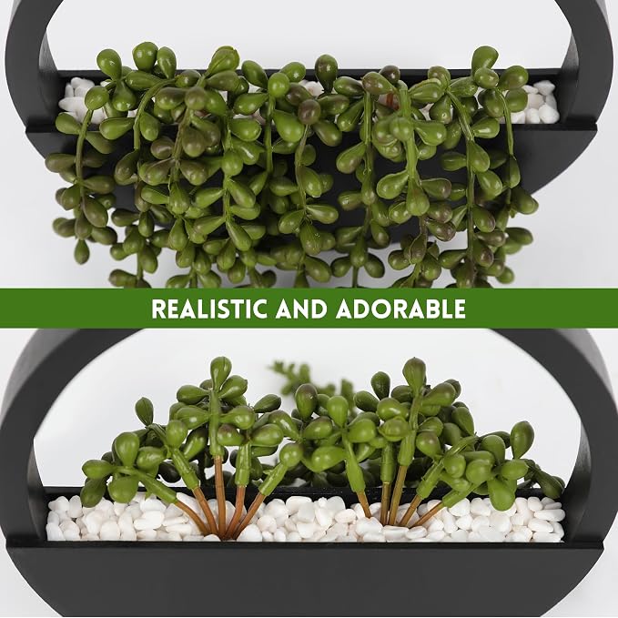 2pcs Artificial Succulents Hanging Plants 20.1'' Fake String of Pearls in Pot - Image 3