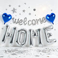 TONIFUL 2 Size Silver Foil Welcome HOME Letter Balloons Banner Decorations | by TONIFUL