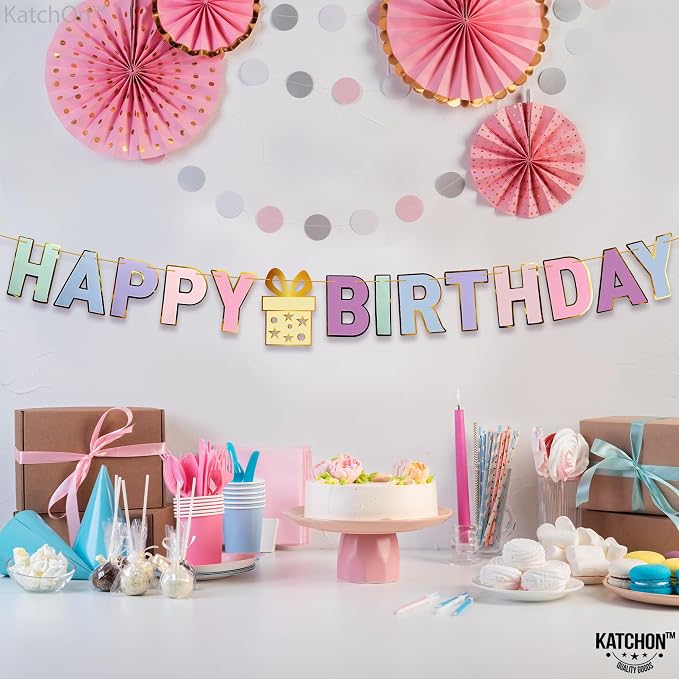KatchOn Pastel Happy Birthday Banner - Image 5