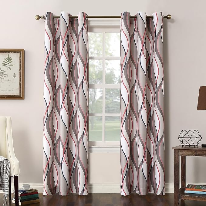 No. 918 Intersect 2-Pack Ogee Print Semi-Sheer Grommet Curtain Panel Pair by No918