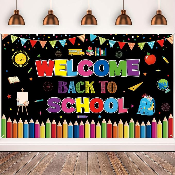 Welcome Back to School Banner Backdrop, 72.8" x 43.3" Back to School Party by Bonieset