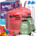 Pack of 2 Balloon Time Disposable Helium Tank 14.9 cu.ft Kit | 50 Latex by BLUERIBBON