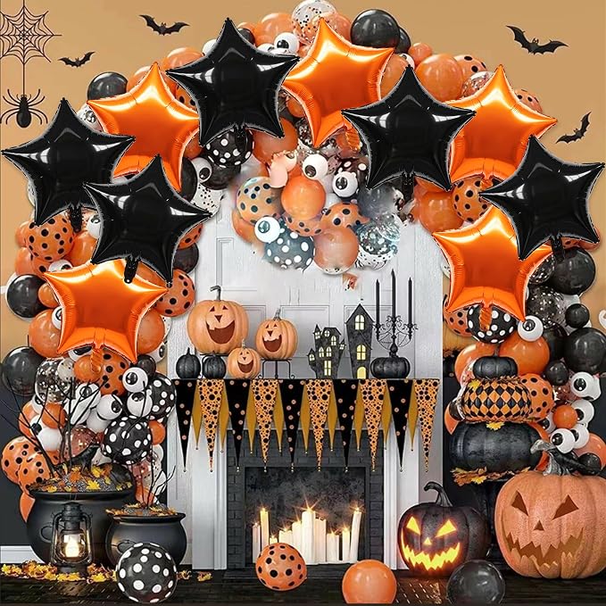 TONIFUL 30 Pcs Star Shaped Balloons 18 Inch Large Black Orange Foil Balloon | - Image 6