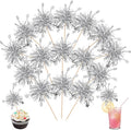 30 PCS Foil Firework Cupcake Toppers Star Cupcake Picks Sparkle Tinsel Flower by ZHUOWEISM