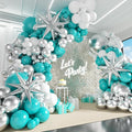 BAUANOOY 125pcs Teal Silver and White Balloon Garland Arch Kit | Wedding by BAUANOOY
