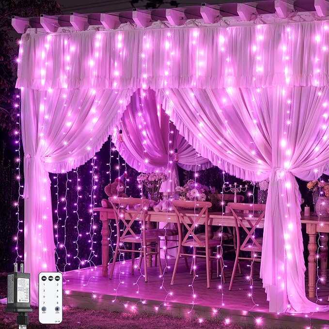 JMEXSUSS 300 LED Curtain Lights, 9.8x9.8 ft | Plug in Hanging Lights by JMEXSUSS