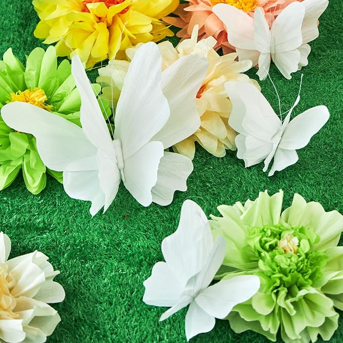 SUNBEAUTY Large White Paper Butterflies 3D Butterfly Party Decorations Giant - Image 5