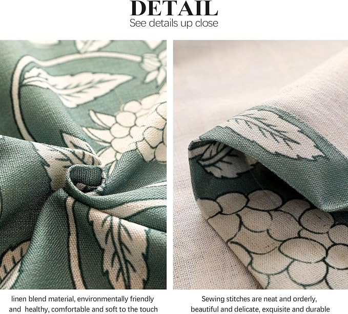 Designer Vintage Linen Printed Curtains, 2 Panels, Floral Pattern Draps - Image 7