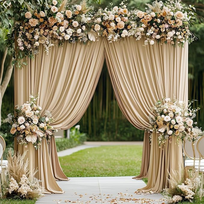 30ft x 10ft Wrinkle Free Champagne Backdrop Curtains - Image 6