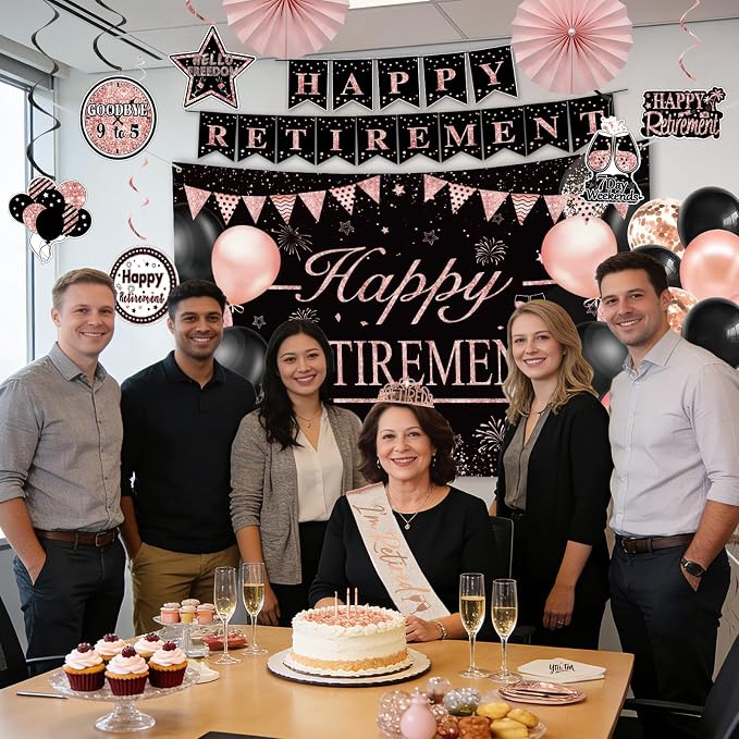Retirement Party Decorations for Women Rose Gold Retirement Crown and Sash - Image 7