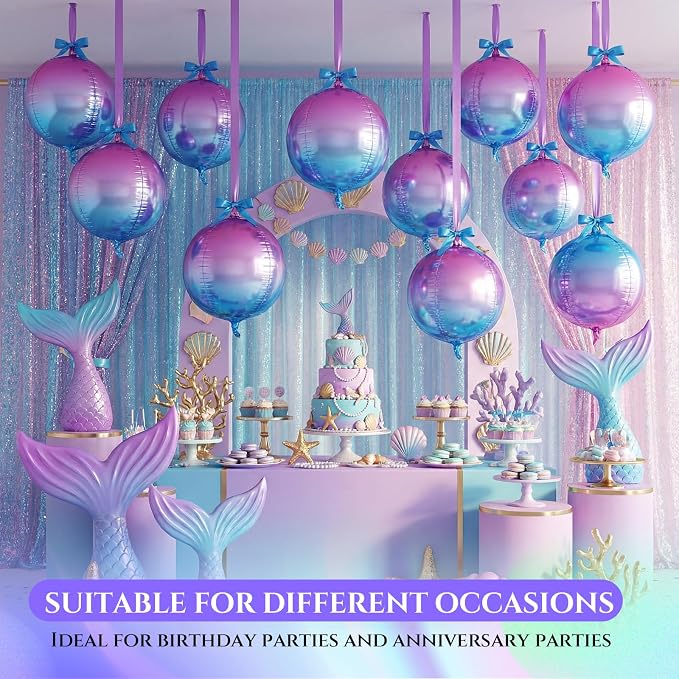 18 Set 22 Inch Gradient Purple 4D Giant Round Foil Balloon Bulk Metallic Giant - Image 5