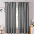 Tollpiz Short Linen Curtains Bedroom Rod Pocket Semi Sheer Curtain Burlap Light by Tollpiz