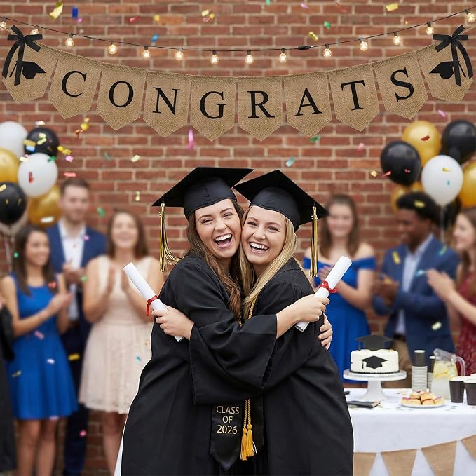 Congratulations Burlap Banner Class of 2026 Graduation Party Decorations | - Image 6