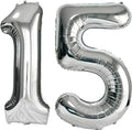 FIROMI 15 Number Balloons Silver Big Foil Mylar 51 Balloon Numbers 40-inch | by Firomi