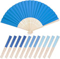 JOHOUSE 12 PCS Blue Paper Foldable Hand Fans, 8.3 Inch Handheld Portable | by JOHOUSE