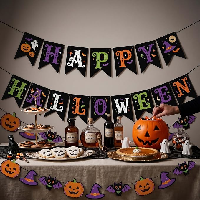 Halloween Banner Spooky Horror Bunting Garland Party Decorations - Image 3