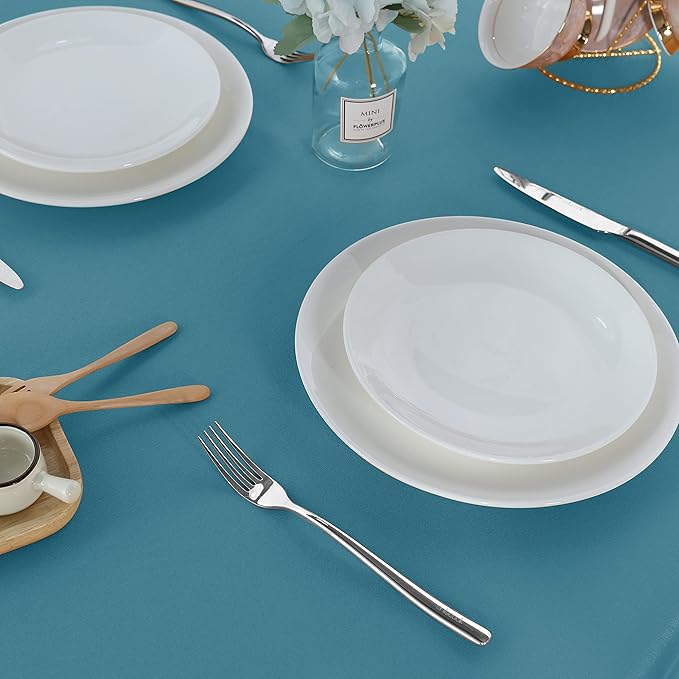 Fitable Rectangle Tablecloth Stain and Wrinkle Resistant Washable Polyester Table Cloth for Buffet Parties and Camping (54x78 inch, Teal)