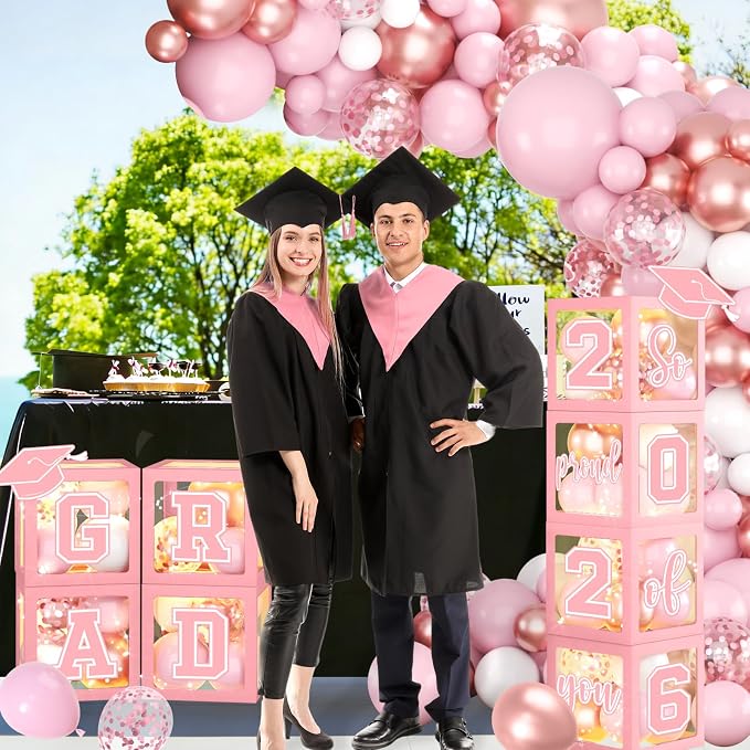 2026 Pink Graduation Party Decorations Class of 2026 Pink Balloon Boxes - Image 2
