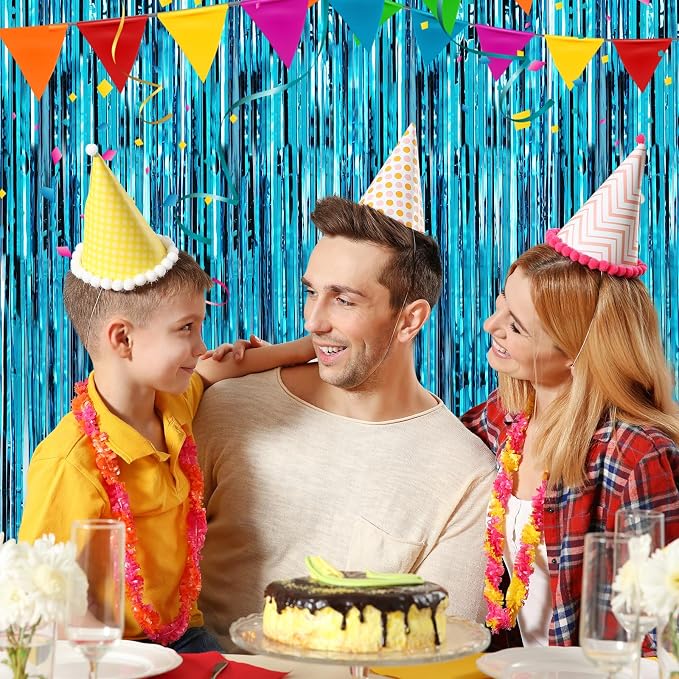 3 Pack 3.3 x 9.9 ft Aqua Blue Fringe Backdrop Streamers Party Decorations | - Image 7