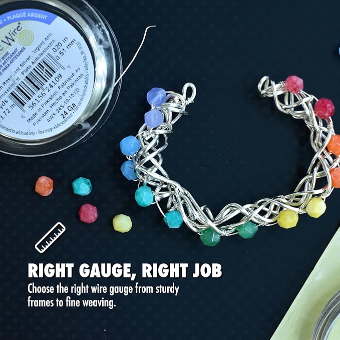Artistic Wire, 22 Gauge Silver Plated Tarnish Resistant Colored Copper Craft Wire, Lemon, 10 yd