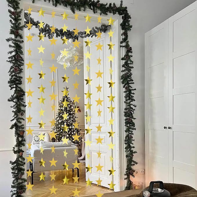 BEISHIDA Gold Glitter Star Garland Banner Decor Twinkle Star Banner Backdrop - Image 4