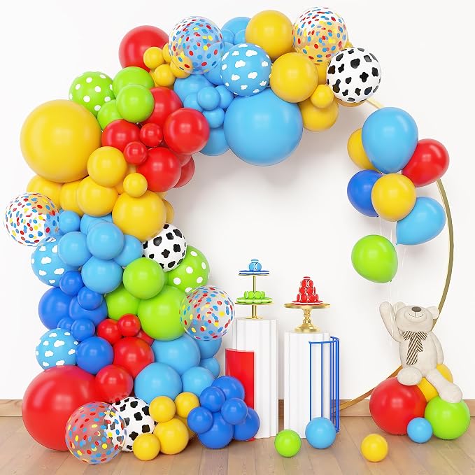 Amandir 153Pcs Blue Red Yellow Balloon Arch Garland Kit, Different Sizes 18 12 - Image 2