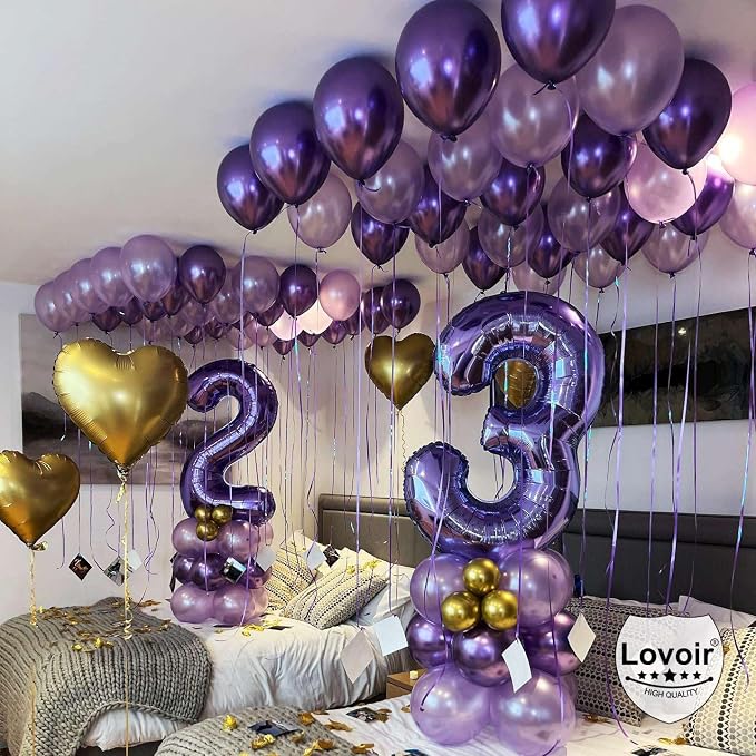 Purple Number 5 Balloons, 40 Inch Giant Number Balloons Foil Mylar Helium - Image 7
