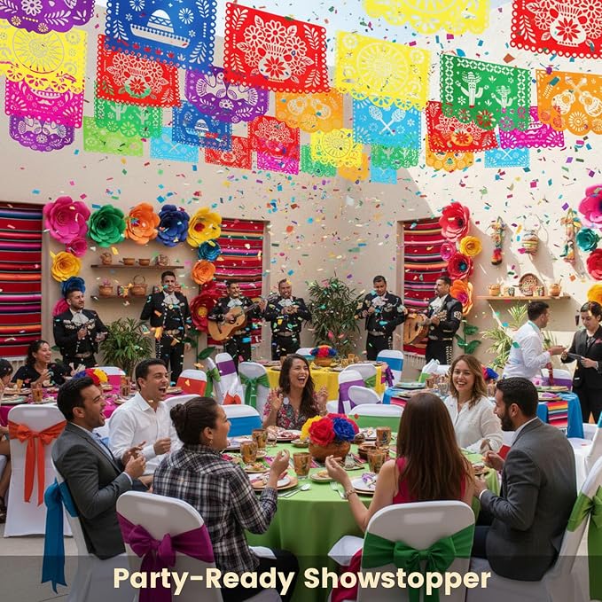 DOMESTAR 3 Packs 54 FT Mexican Party Decorations, Fiesta Party Banners | Papel - Image 2
