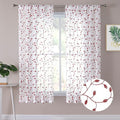 Tollpiz Leaves Short Sheer Curtains Burgundy Red Leaf Embroidery Bedroom by Tollpiz