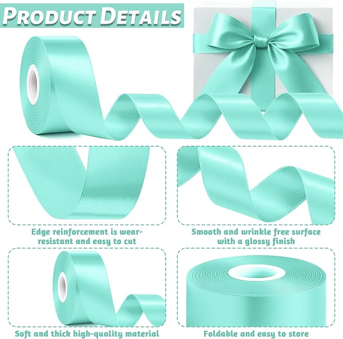 1 1/2In 30Yards Mint Blue Ribbon - Image 3