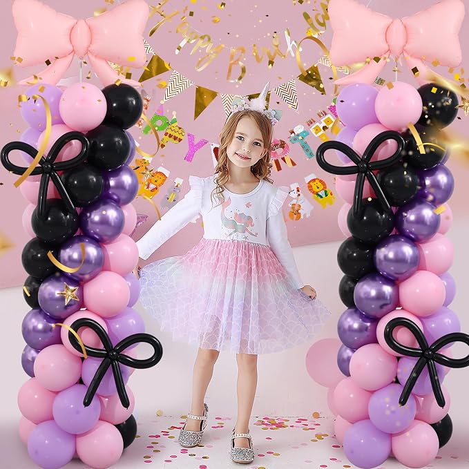 Pink and Purple Black Balloon Column Stand Arch Kit Set of 2 - Image 7