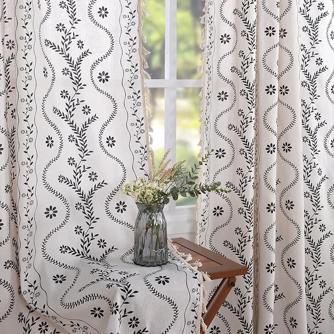 Schweek Boho Tassels Curtain 63 Inches Long 2 Panels by Schweek