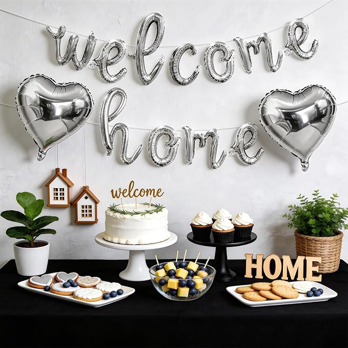 Welcome Home Balloons Silver, 16Inch Welcome Home Foil Banner - Image 4