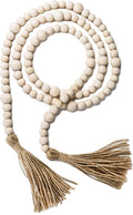 Wood Bead Garland with Tassels, 72 Inch Natural Wooden Beads Garland, 6 Feet by DF+DUALFERV