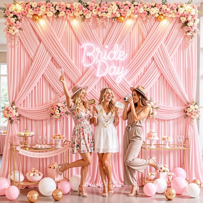 4 Panels Blush Pink Backdrop Curtains - Image 4