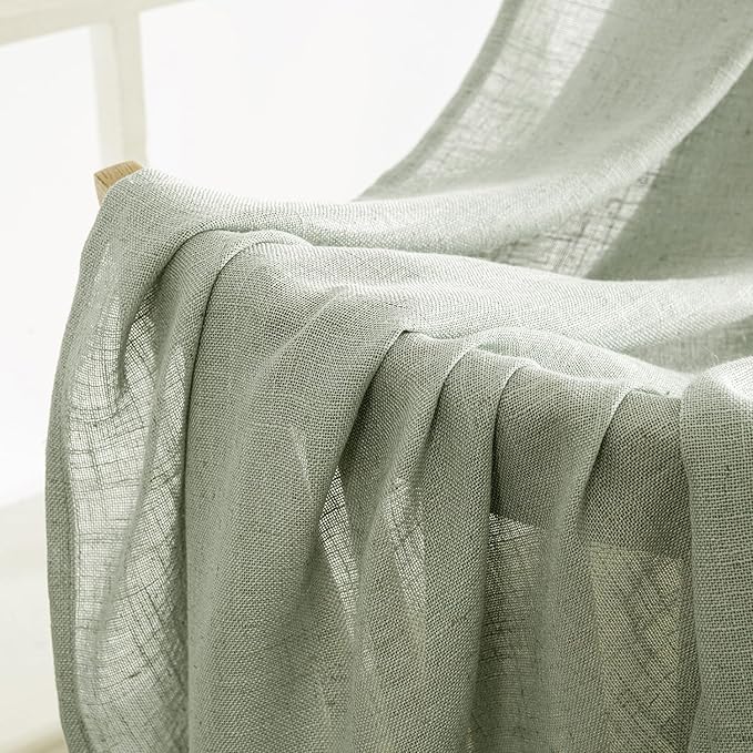 MIULEE Sage Linen Curtains 52x84 Inch Long - Image 6