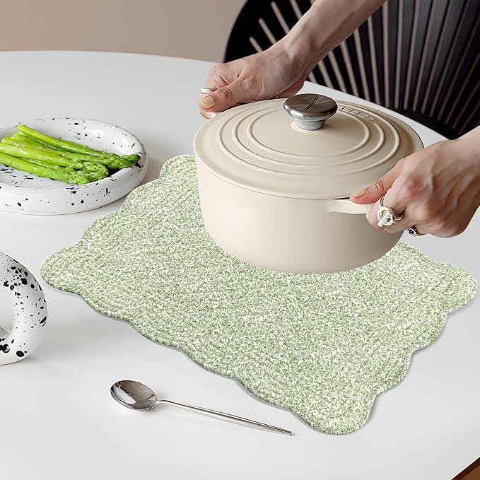 6 PC Quilted Placemats, 100% Cotton Fabric Washable Cloth Table Mats - Image 5
