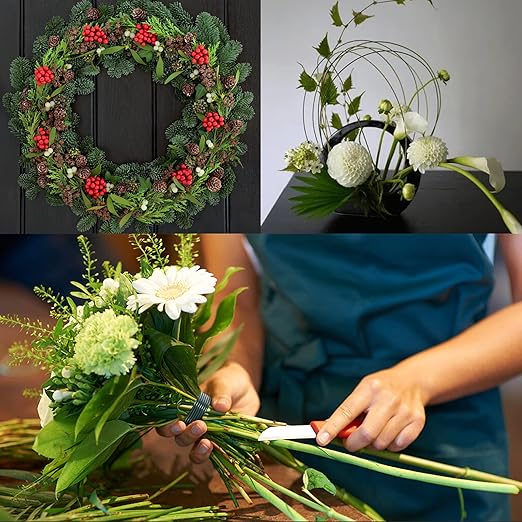 Floral Wire, 110 Yards 22 Gauge Green Florist Wires, Flexible Green Wire Paddle Wires for Crafts, Christmas Wreaths Tree, Garland and Floral Flower Arrangements