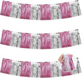 BEISHIDA Pink Silver Fringe Garland Banner 30ft Wall Tinsel Foil Streamers | by Beishida