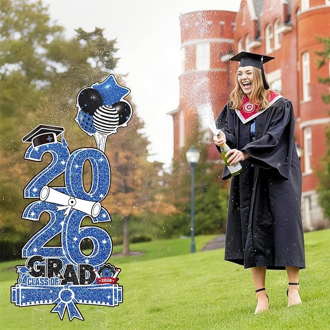 Blue & White 2026 Graduation Decorations, 3.37FT Large Class of 2026 - Image 6