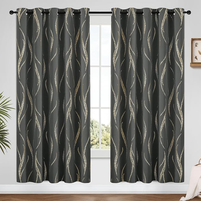 Yakamok Dark Grey Blackout Curtains - Image 2