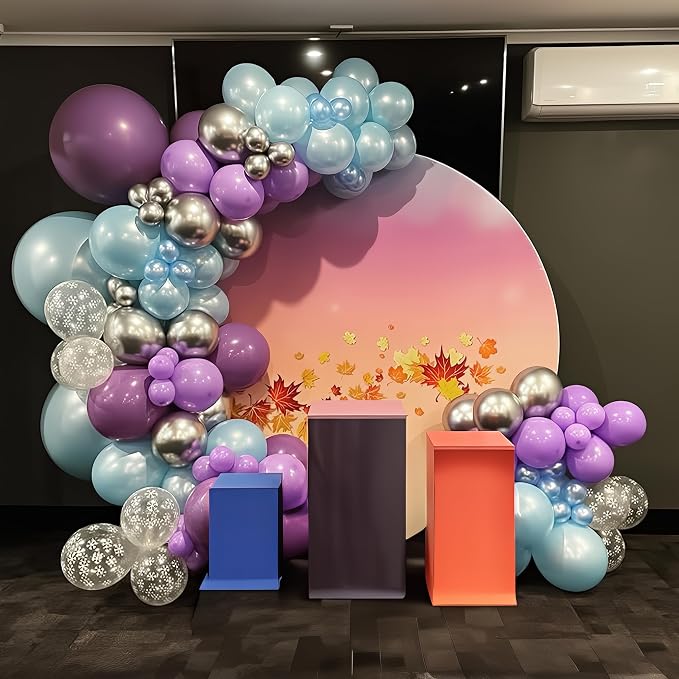HILAVO Blue Purple Silver Balloon Arch Kit Snowflake Balloons Garland - Image 3