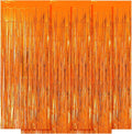5 Pack Orange Fringe Backdrop 3.2ft x 8.2ft Foil Curtain Tinsel Foil Fringe by Ohiyoo