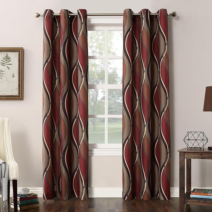 No. 918 Intersect 2-Pack Ogee Print Semi-Sheer Grommet Curtain Panel Pair by No918