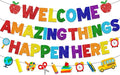 Welcome Amazing Things Happen Here Banner, Welcome Back Banner School by Lenyunge